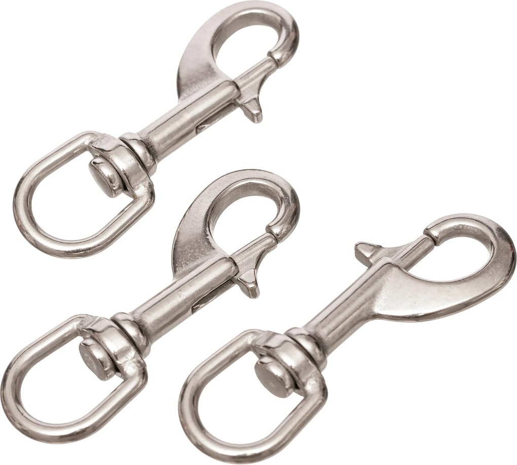 120 mm-es Rozsdamentes Acél forgó karabiner kulcstartóhoz, kötélhez A4 (1 db)