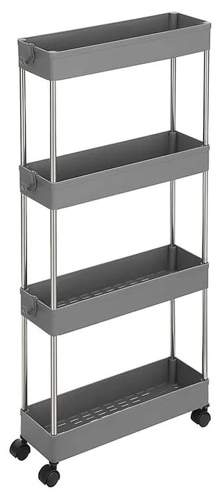 SLIM görgős polc, 4 szintes, 12,5x40x86cm, szürke SongmicsHome