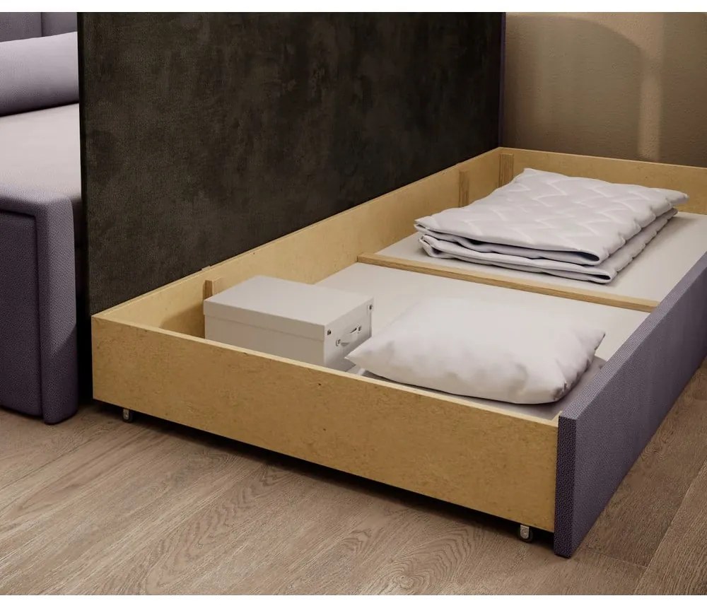 Rózsaszín zsenília kinyitható-tárolóhelyes kanapé 214 cm Fulgeo – ELTAP