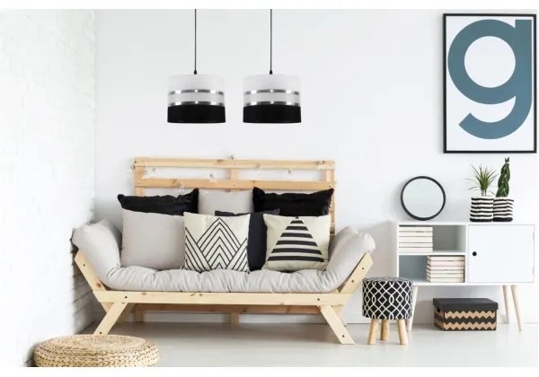 Csillár zsinóron CORAL 2xE27/60W/230V fekete-fehér