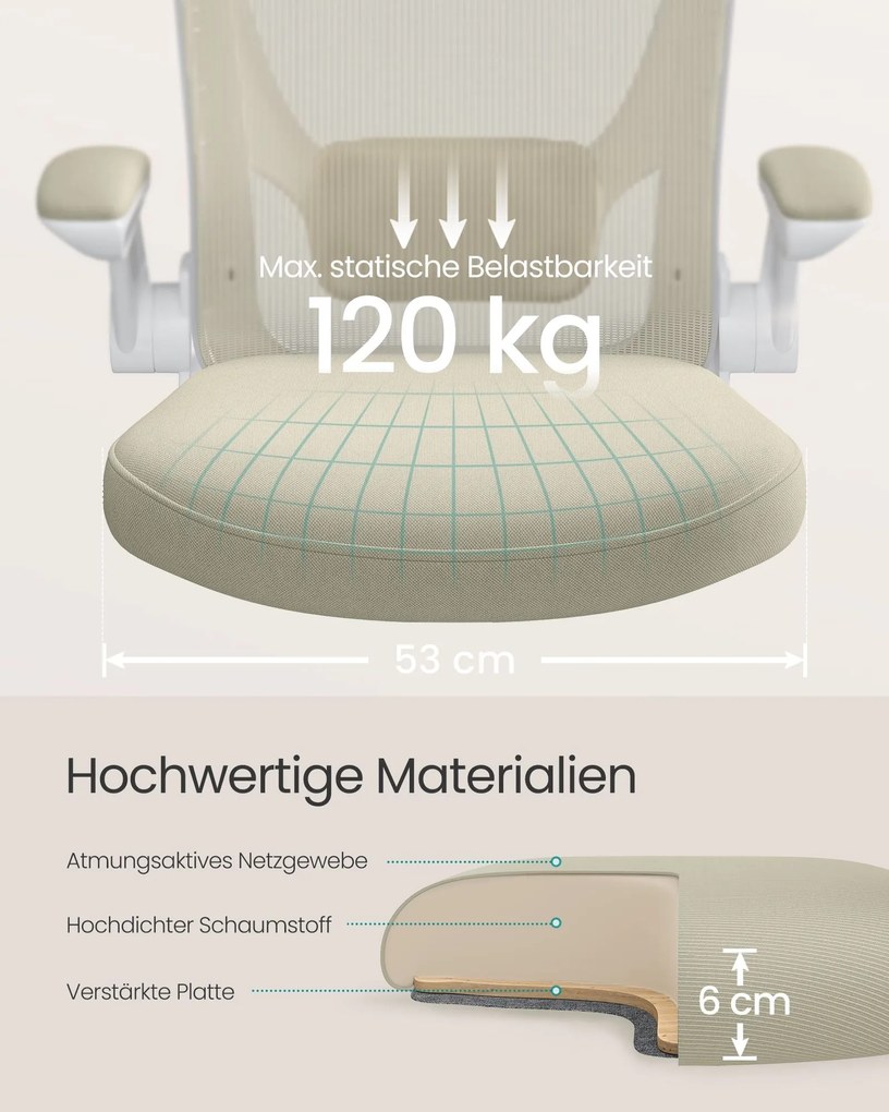 Ergonomikus irodai szék zabpehely-bézs színben