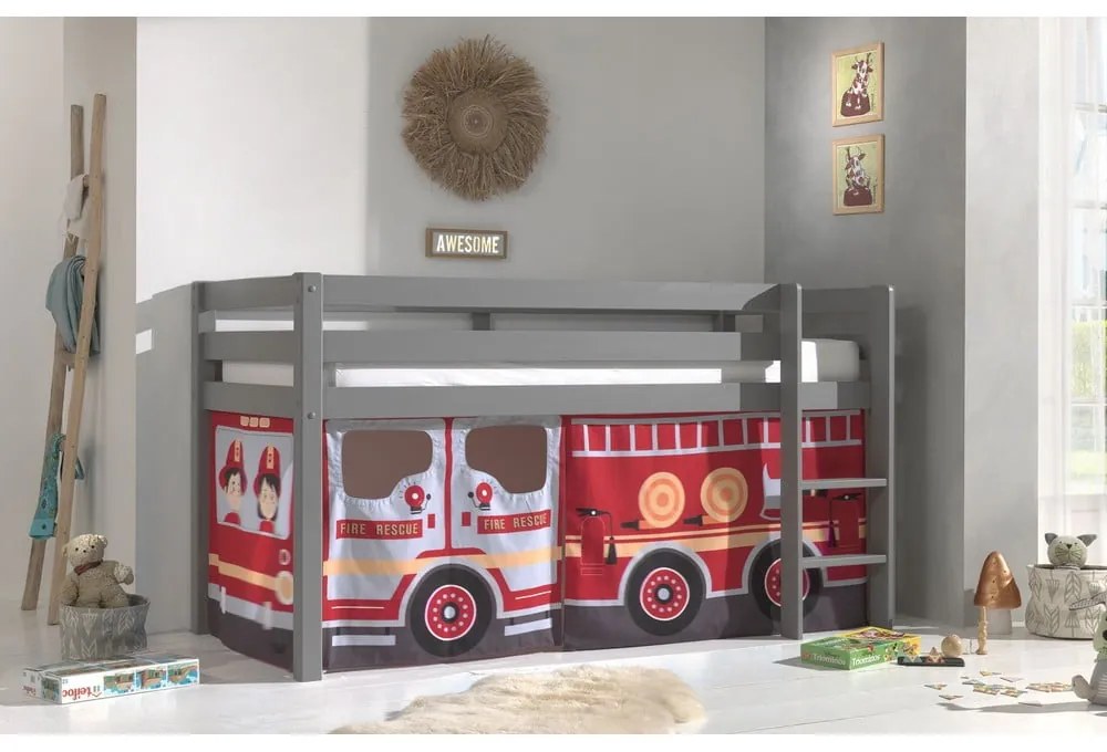 Gyerek függöny ágyhoz 4 db-os 195x75 cm Fire Truck – Vipack