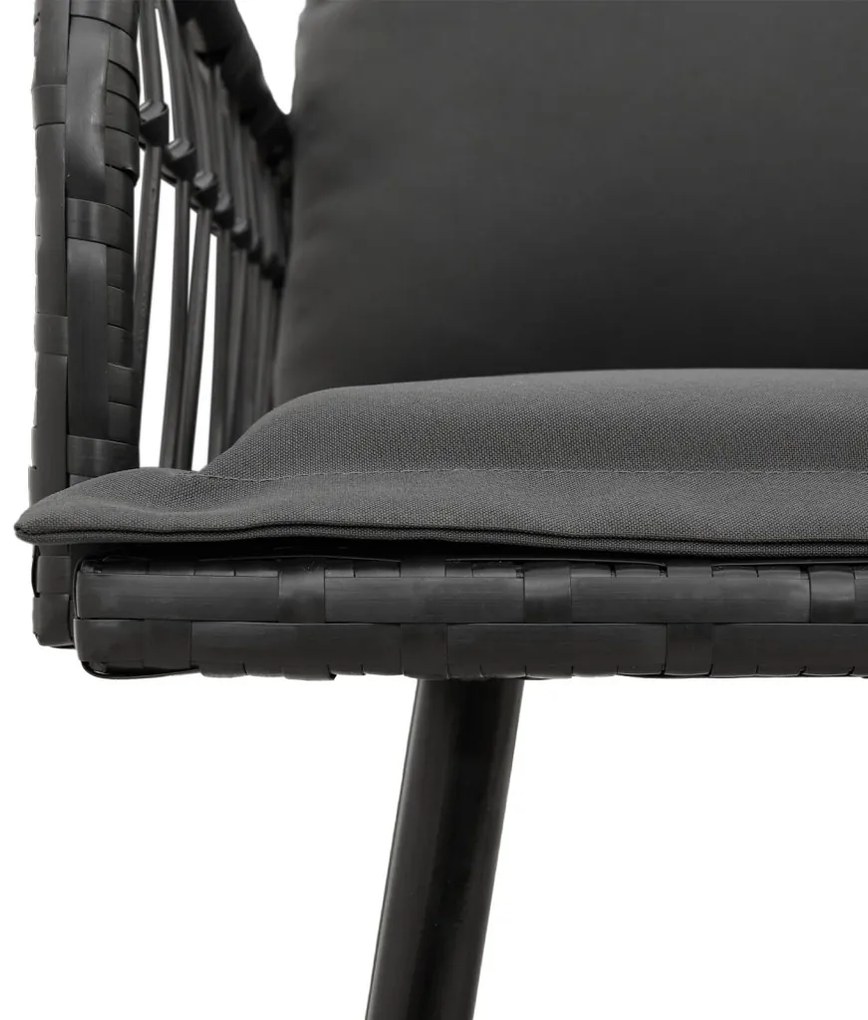 L-alakú kanapé Fekete 231x173x78 cm Polirattan