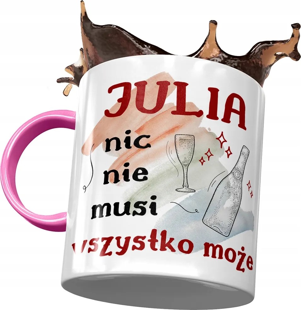 Rózsaszín bögre Júlia Barátnő Feleség Nyomtatott Fotóval