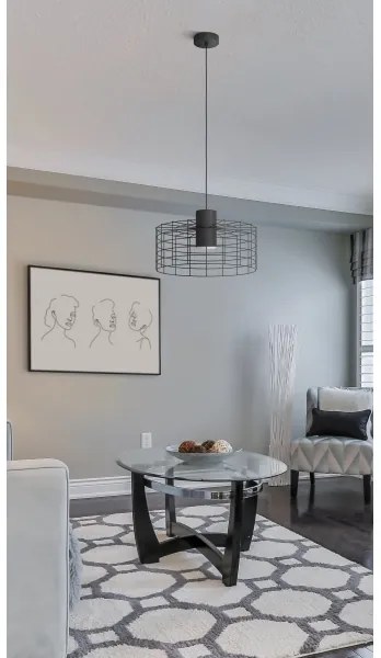 Eglo 43628 - Csillár zsinóron MILLIGAN 1xE27/40W/230V átm. 48 cm fekete