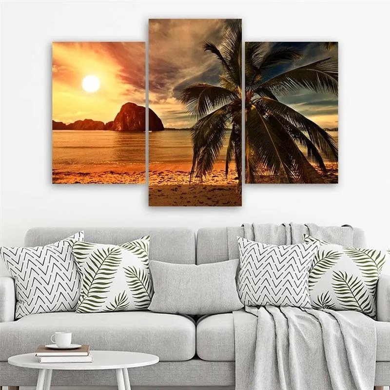 Gario Vászonkép Trópusi strand - 3 részes Méret: 90 x 60 cm