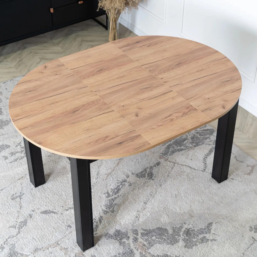 Étkezőszett HARRY asztal 102–142 cm craft tölgy/fekete + 4 RICK szék rozsda