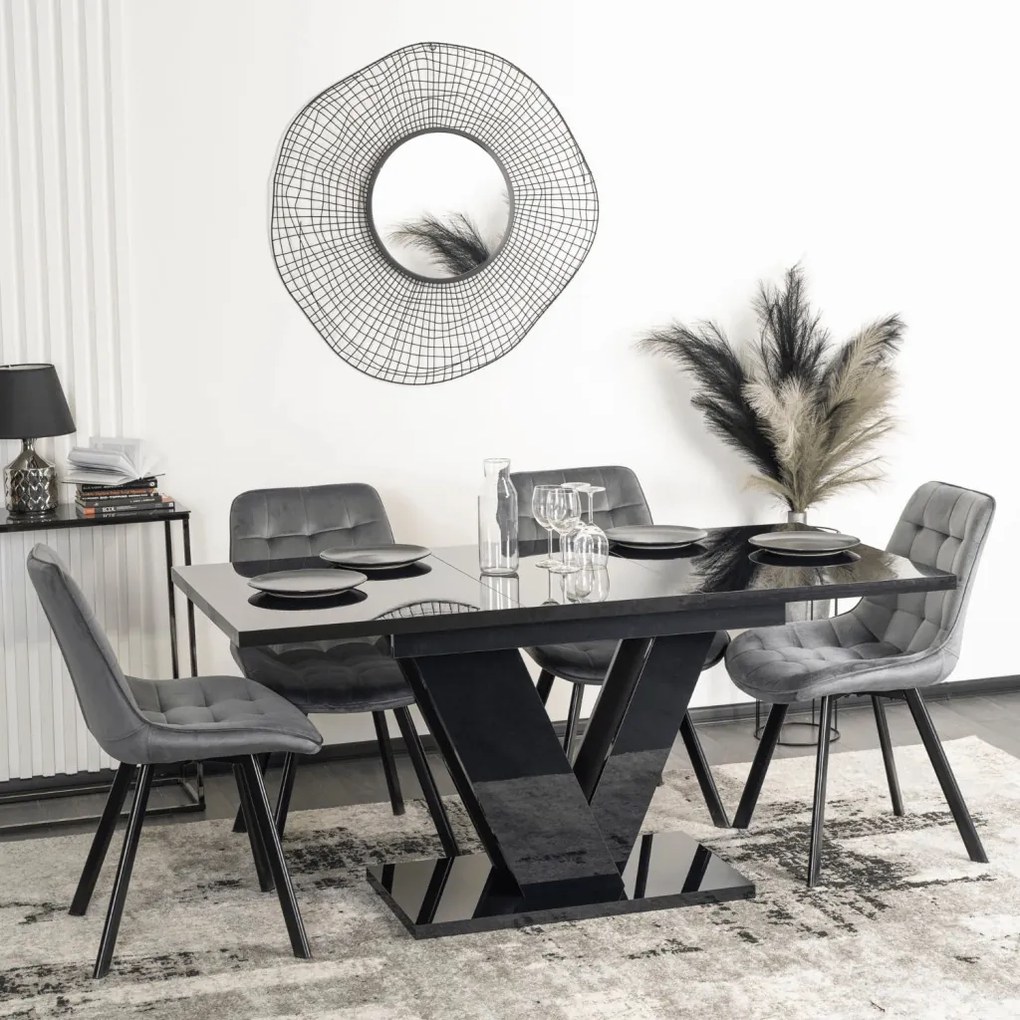 Stół CLARK Rozkładany 120-160 cm Czarny Połysk