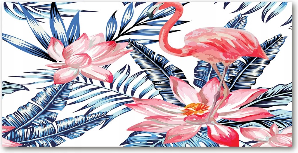 Fotó-üvegkép Flamingók és növények 140x70