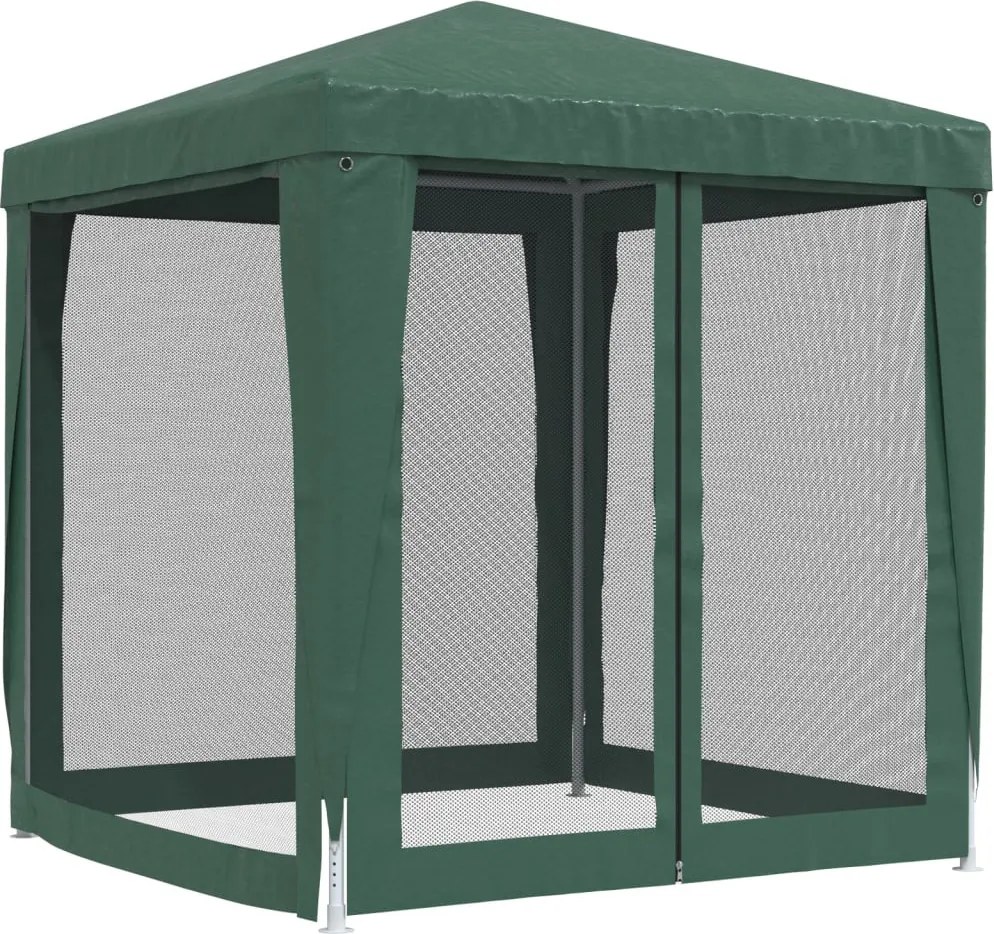 Zöld HDPE rendezvénysátor 4 hálós oldalfallal 2 x 2 m