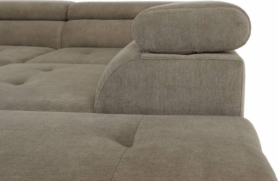 Ülőgarnitúra tárolóhellyel, világosbarna melír, szövet, jobbos, BUTON R