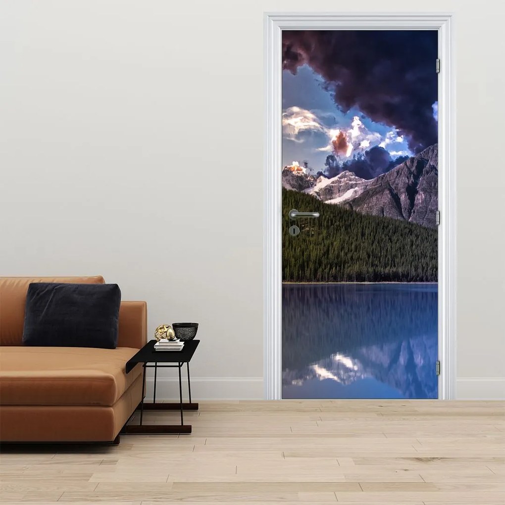 Fotótapéta ajtóra - Tó és hegyek (95x205cm)