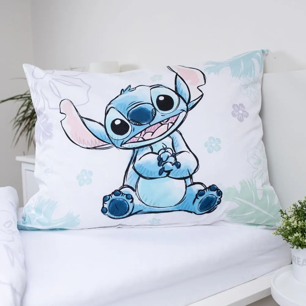 Fehér egyszemélyes pamut gyerek ágyneműhuzat 140x200 cm Lilo and Stitch "Ohana White" – Jerry Fabrics