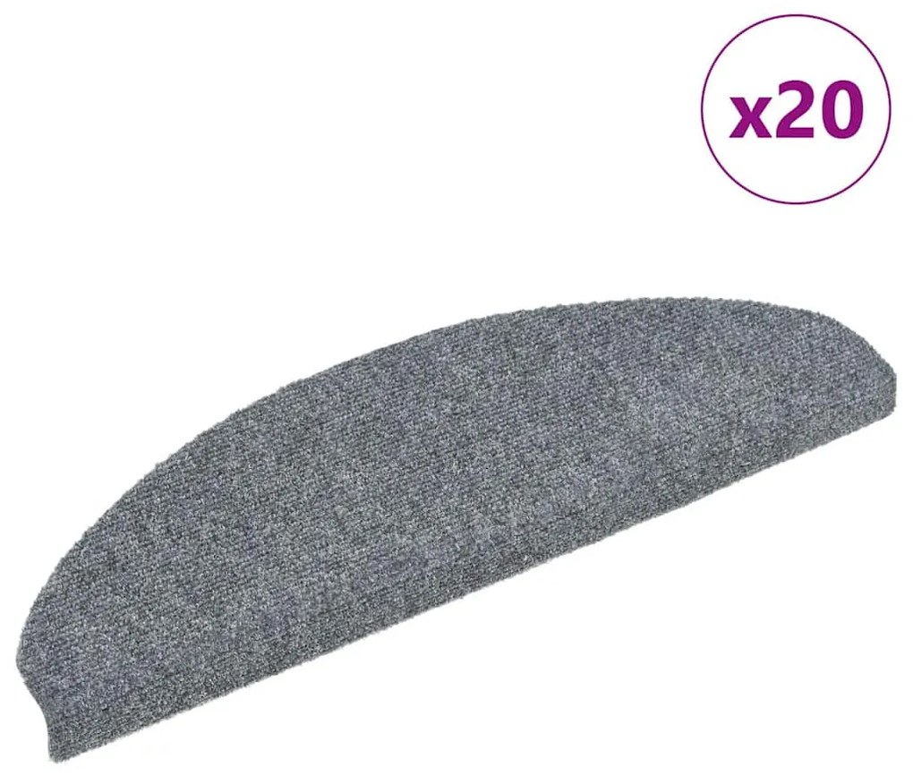 20 db öntapadós lépcsőszőnyeg, 65 x 21 x 4 cm, világosszürke, nagy félkör alakú