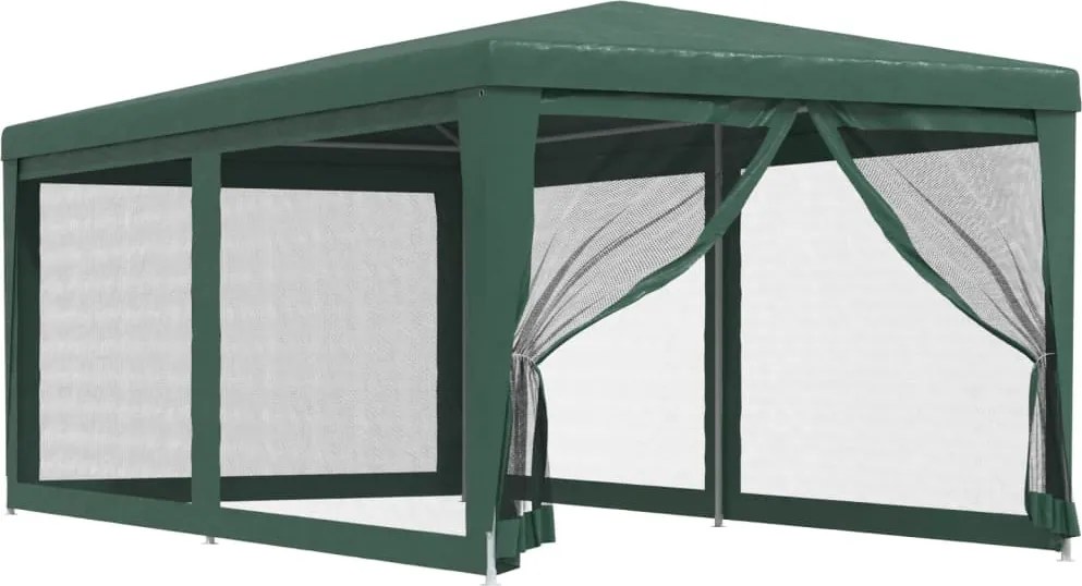 vidaXL zöld HDPE rendezvénysátor 6 hálós oldalfallal 3x6 m