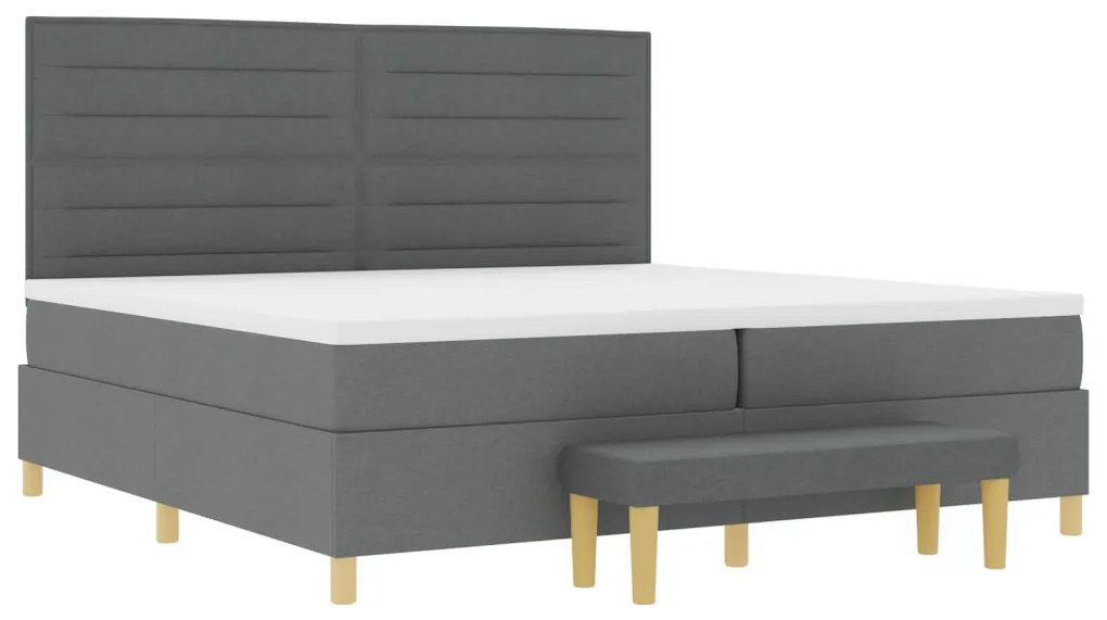 Boxspring Ágy Matrac & Padló Szürke 200x200 cm Szövet