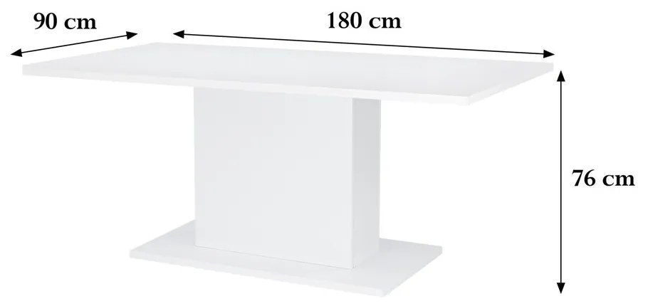Yorki Elegant étkezőasztal 180x90 cm fehér