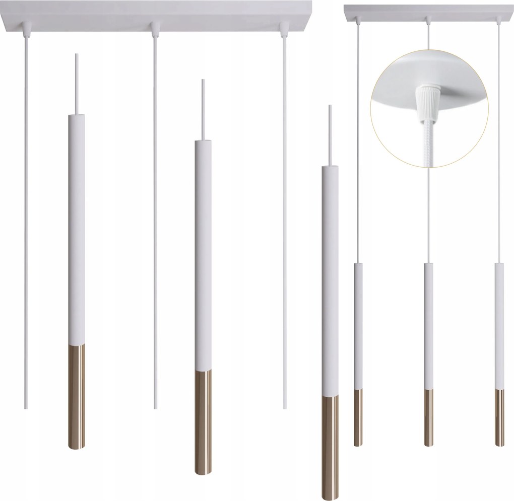 Frey acél függőlámpa 3 pontos 3xG9 105cm fehér-arany modern