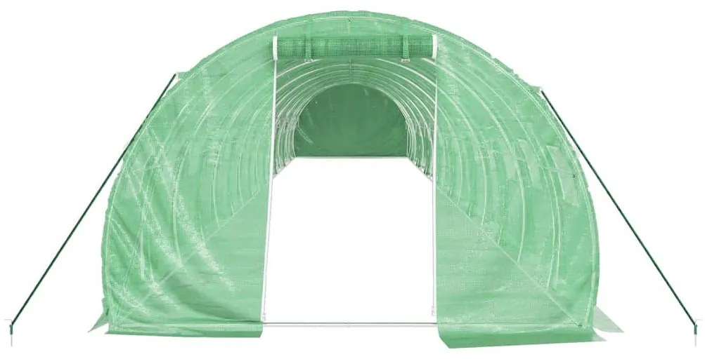 zöld acélvázas melegház 48 m² 16 x 3 x 2 m