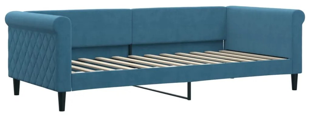 kék kihúzható szövet heverő 90 x 200 cm