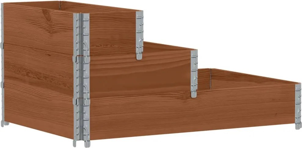 vidaXL 3 szintes barna tömör fenyőfa magaságyás 120 x 80 cm