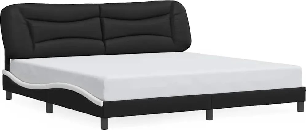 vidaXL fekete és fehér műbőr ágykeret matrac nélkül Hvar 200x200 cm