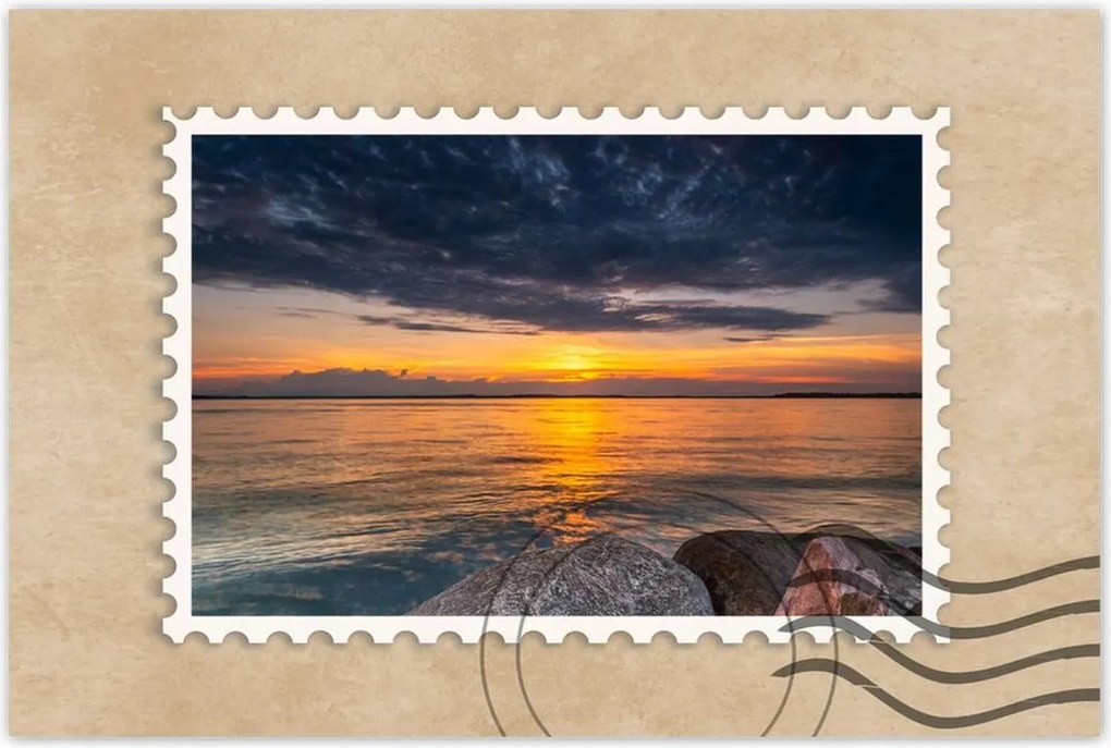 Poszterek 90x60 Sziklák Tenger Nap