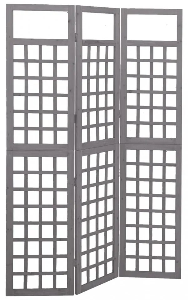 3 paneles szürke tömör fenyő térelválasztó/lugasrács 121x180 cm