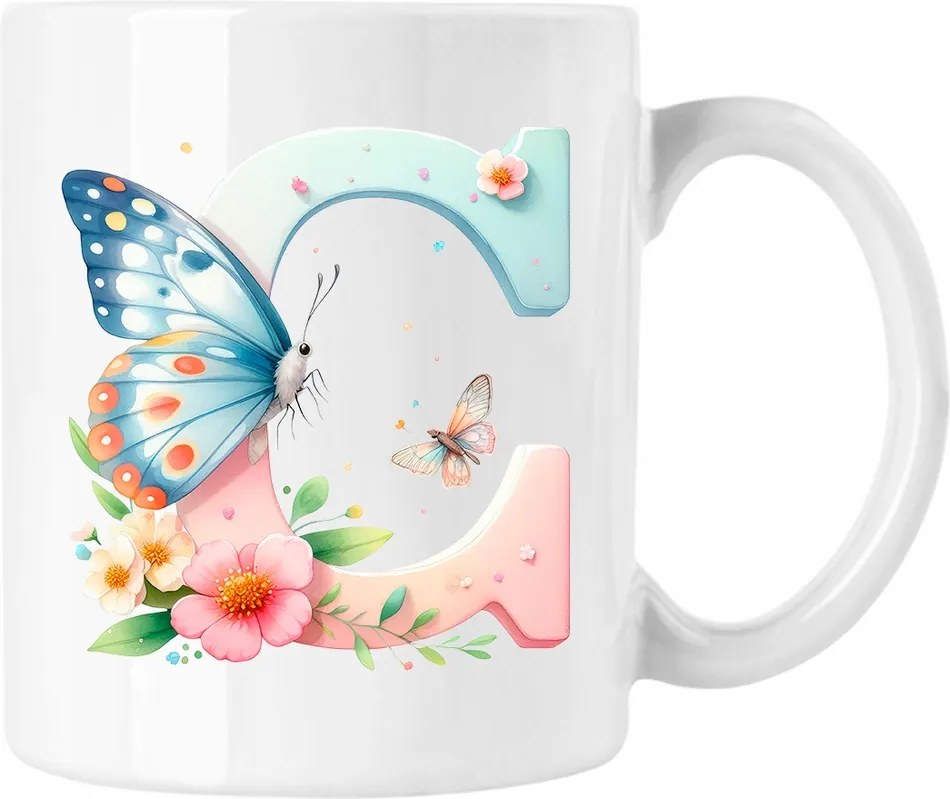 Pillangó bögre pillangó betű ábécé C fehér 330ml