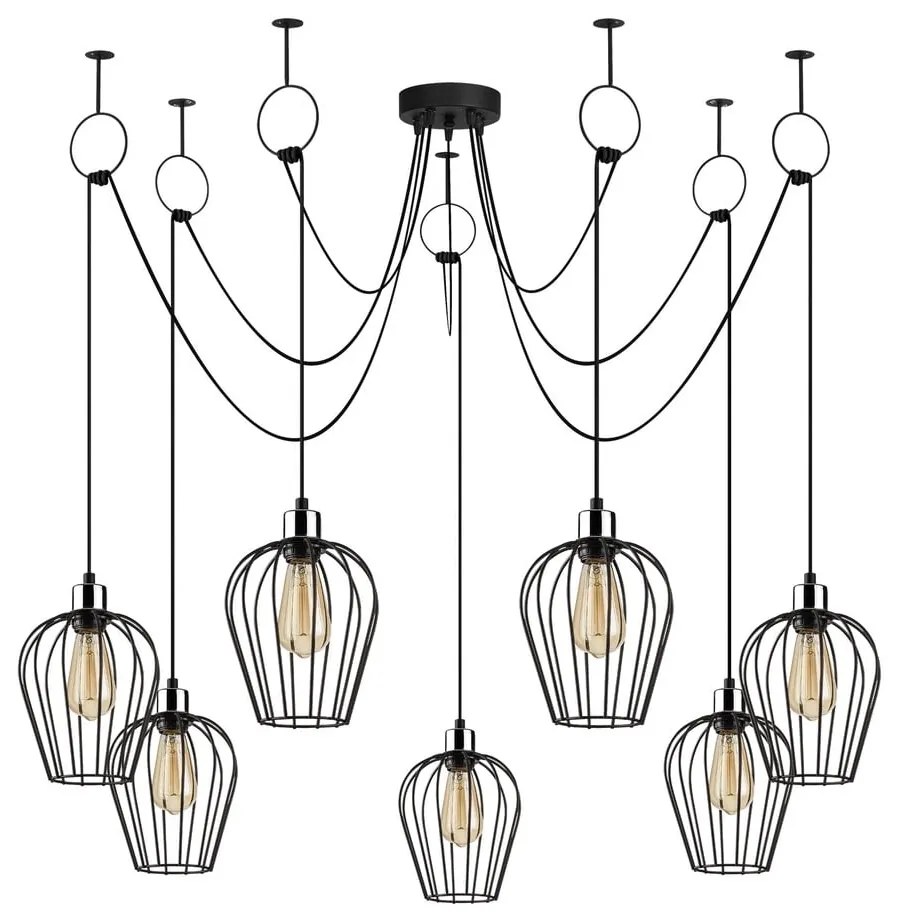 Tel fekete függőlámpa 6 izzóval - Opviq lights