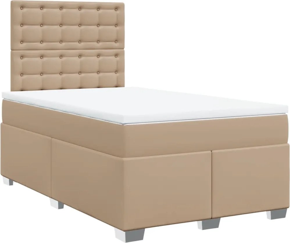 vidaXL cappuccino színű műbőr rugós ágy matraccal 120 x 200 cm
