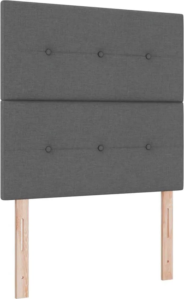 vidaXL LED Box Spring Ágy matracmal Sötétszürke 80 x 200 cm szövet