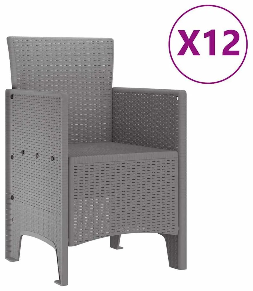 Kert étkező szett 13 pcs Világosszürke Poli rattan