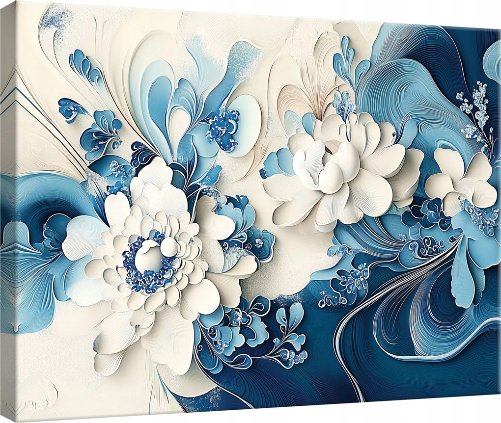 Vászon Falikép Virágok Kék Hálószoba Nappali Konyha 120x80