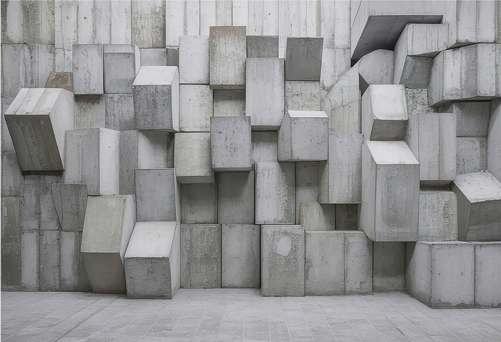 Fotótapéta Flizelin Fali ragasztó Szett Beton tömbök 152x104 Ragasztó