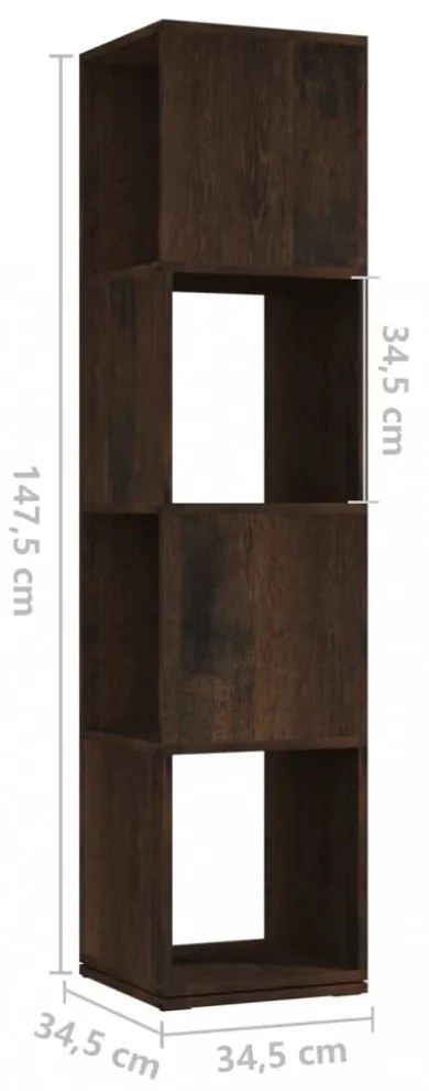 füstös tölgy színű szerelt fa forgószekrény 34,5x34,5x75,5 cm