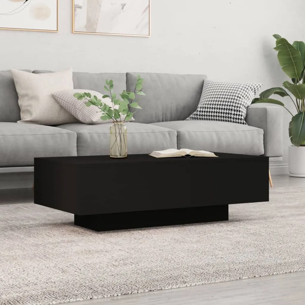 Fekete szerelt fa dohányzóasztal 100x49,5x31 cm