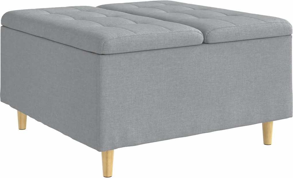 vidaXL Tároló oszmán párnával Világosszürke 80 x 80 x 45 cm szövet