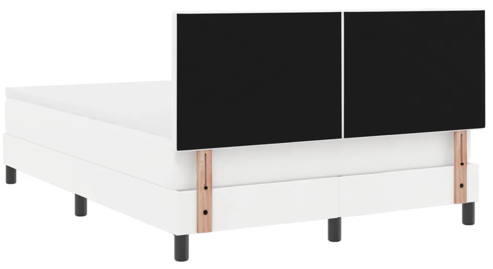 Boxspring Ágy Matrac Béléssel Fehérben, 140x200 cm, műbőrből.