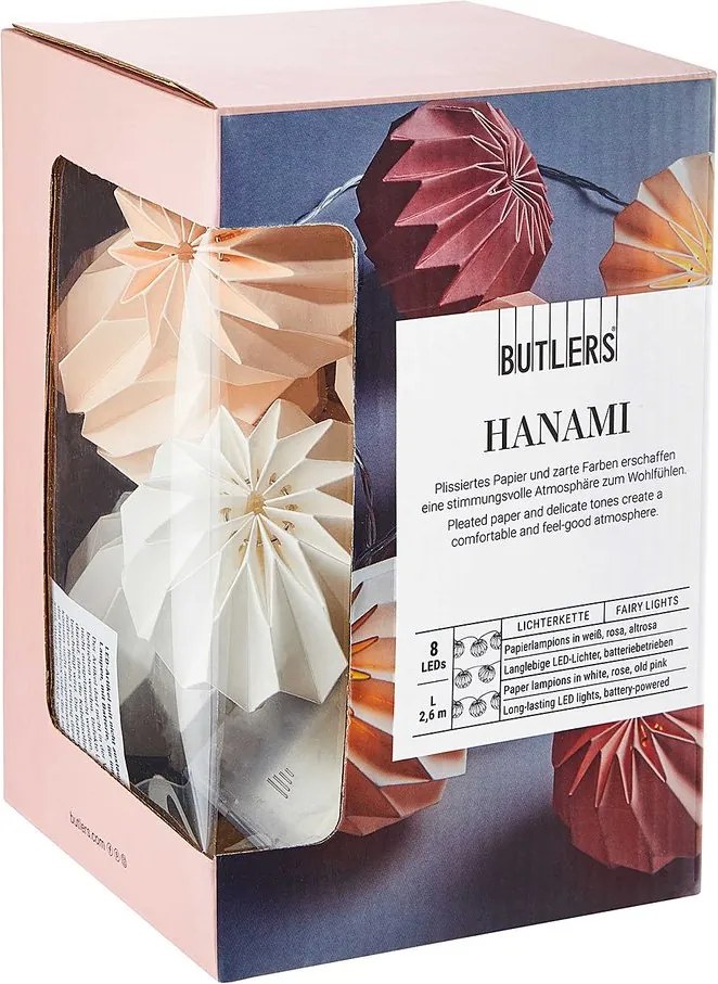 HANAMI LED-es égősor, fehér-rózsaszín 8 égő