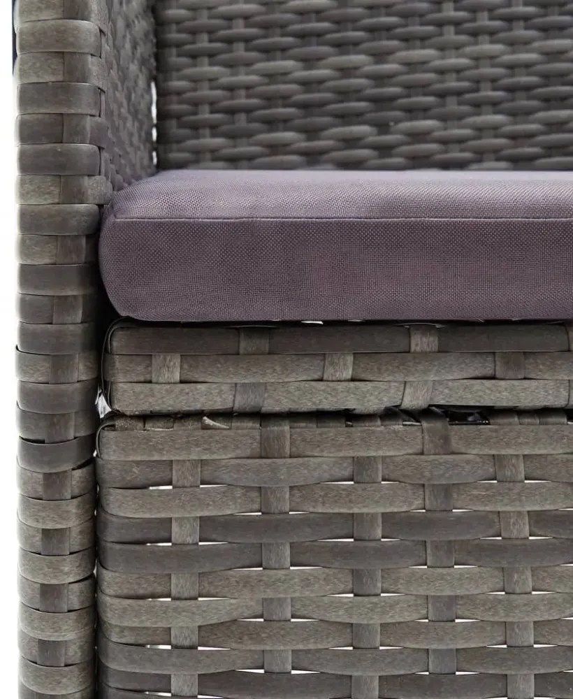 7 részes szürke polyrattan kerti étkezőgarnitúra párnákkal