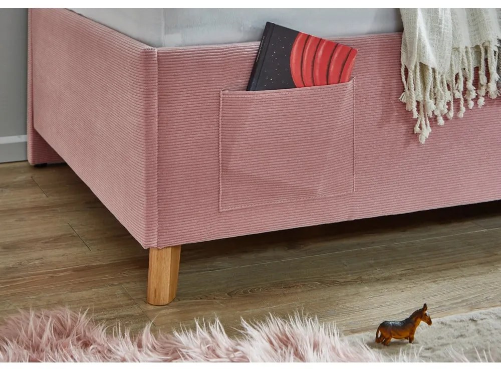Rózsaszín kárpitozott sarok gyerekágy ágyrács nélkül 90x200 cm Cool – Meise Möbel