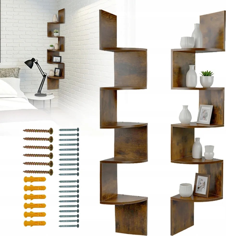 Sarokpolc, Fali polc 5 szintes Lebegő polc Fali polc