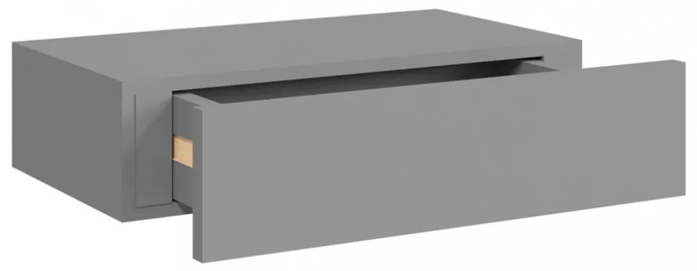 2 db szürke MDF falra szerelhető fiókos polc 40 x 23,5 x 10 cm