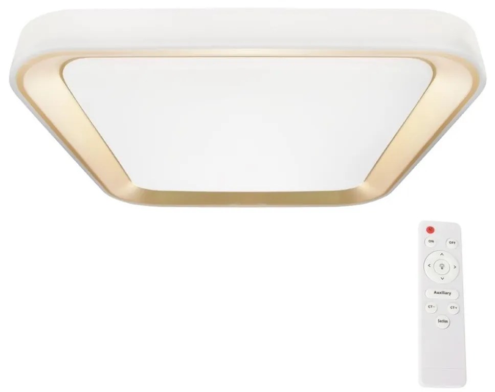 Milagro LED Dimmelhető mennyezeti lámpa QUADRO LED/66W/230V 3000-6000K fehér/arany + távirányító MI2008