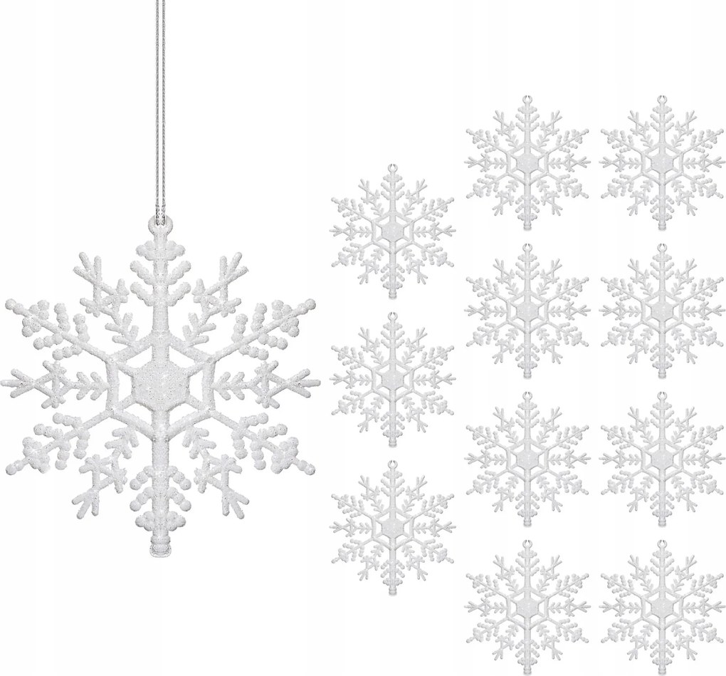 Karácsonyfa Bombák Fehér Hópehely Medálok 12x Karácsonyfa Dekoráció