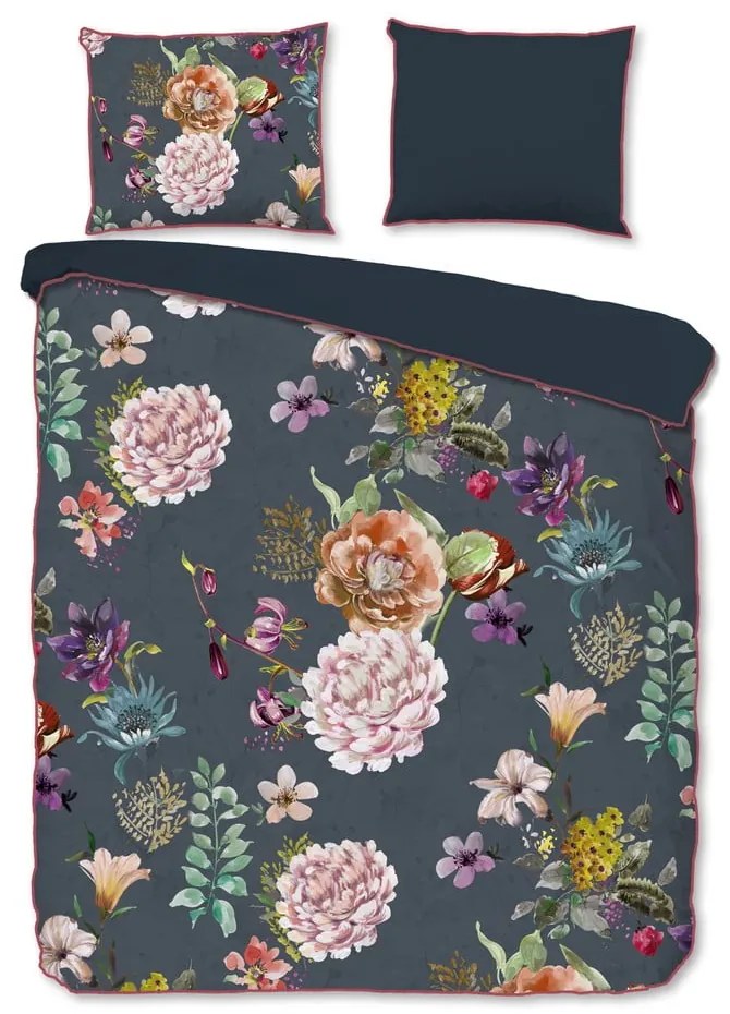 Antracitszürke kétszemélyes-hosszabbított pamut-szatén ágyneműhuzat 240x220 cm Parma – Descanso