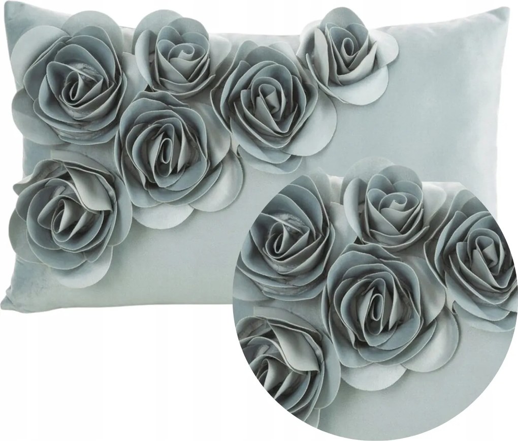 Dekorációs párnahuzat Jancsi 30x50 cm Rózsák 3D Menta Ajándék