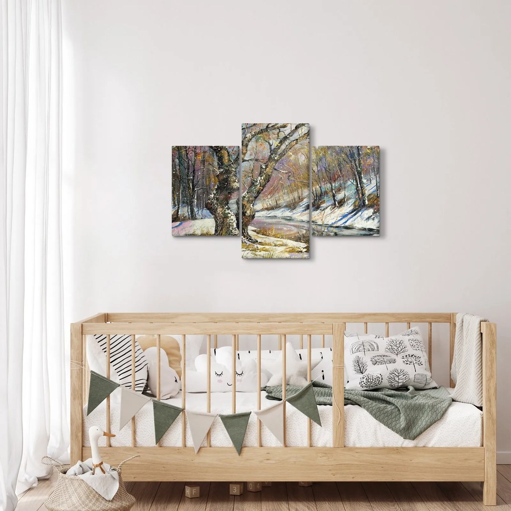 Egy festett téli táj képe (90x60 cm)