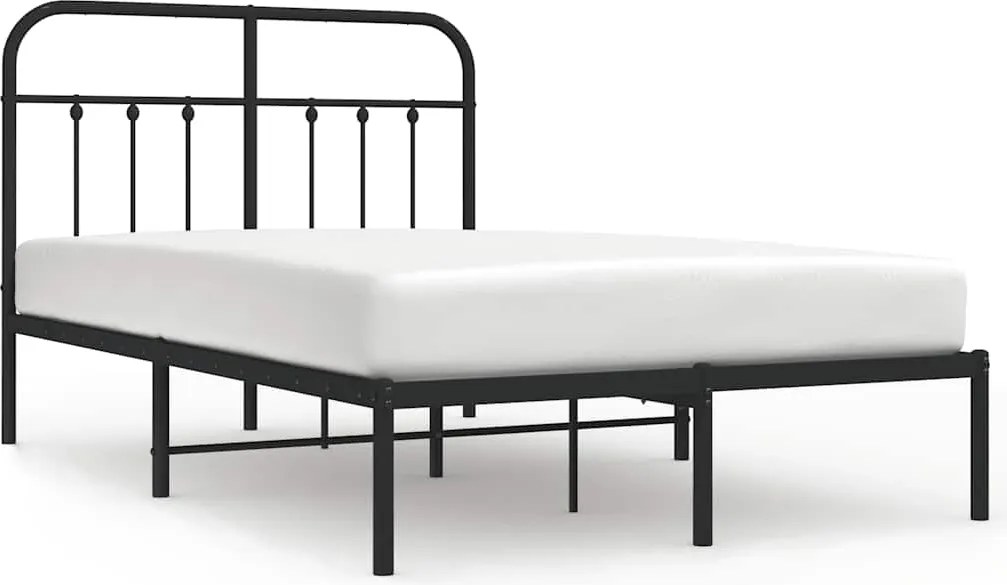 vidaXL fekete fém ágykeret fejtámlával 120 x 190 cm